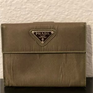 SOLD Authentic Prada compact wallet, army green, used